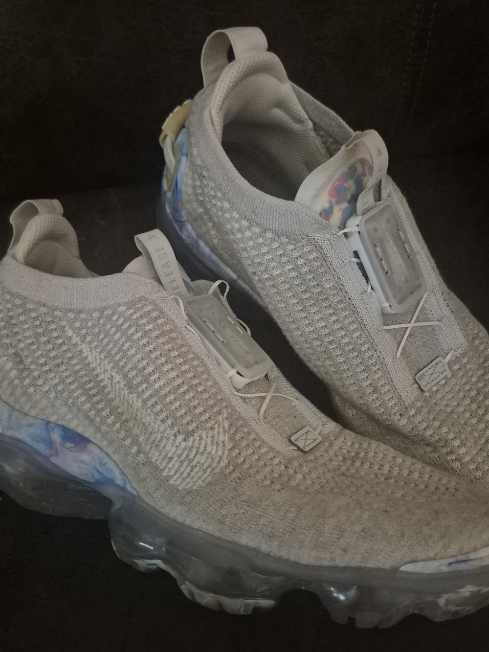 Nike Light Gray Knit Slip-On Sneakers with Marble Accents